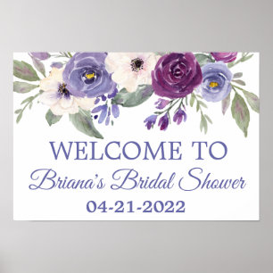 Poster Periwinkle Fuchsia Fête des mariées Floral Bienven
