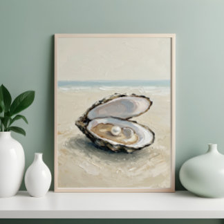 Poster Perle dans l'Huître au Bord de la Mer – Sérénité C