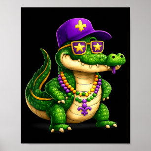 Poster Perles de Fun Alligator Mardi Gras Fête de Carnava