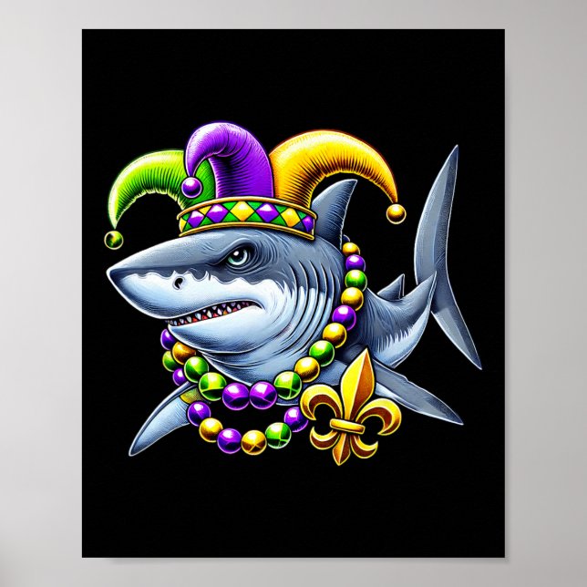 Poster Perles de requin Jester Mardi Gras Carnival Hommes (Devant)