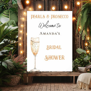 Poster Perles et Fête des mariées d'or Prosecco bienvenue