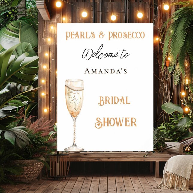Poster Perles et Fête des mariées d'or Prosecco bienvenue (Créateur téléchargé)