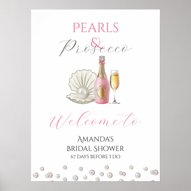 Poster Perles et Fête des mariées rose Prosecco (Devant)