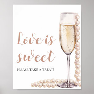 Poster Perles et Prosecco Champagne L'amour est doux sign