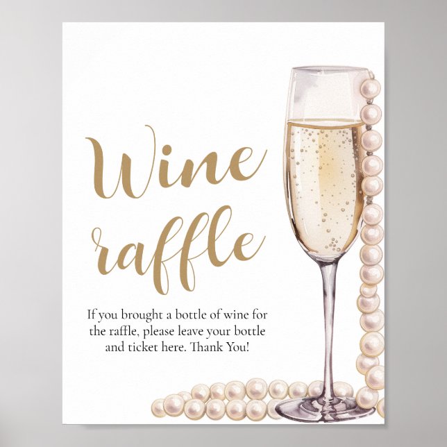 Poster Perles et Prosecco Fête des mariées Jeu de Raffle  (Devant)