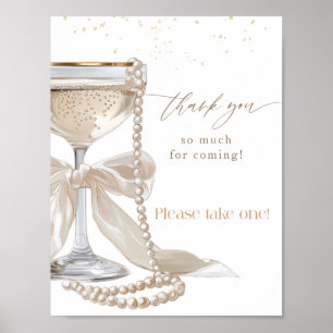 Poster Perles et Prosecco Merci d'être venus Panneau