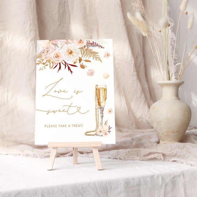 Poster Perles & Prosecco Floral L'amour est doux (Créateur téléchargé)