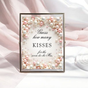Poster Perles roses combien de baisers Fête des mariées j