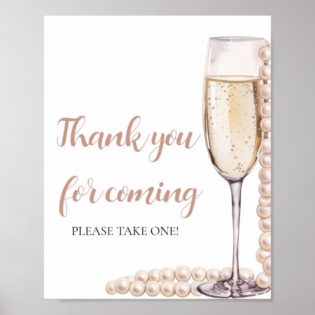 Poster Perles roses et Merci de Prosecco à venir (Devant)