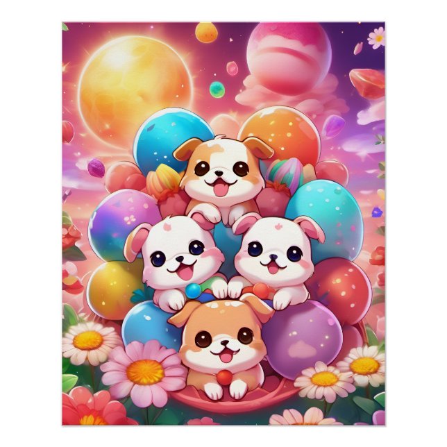 Poster perritos kawaii (Devant)