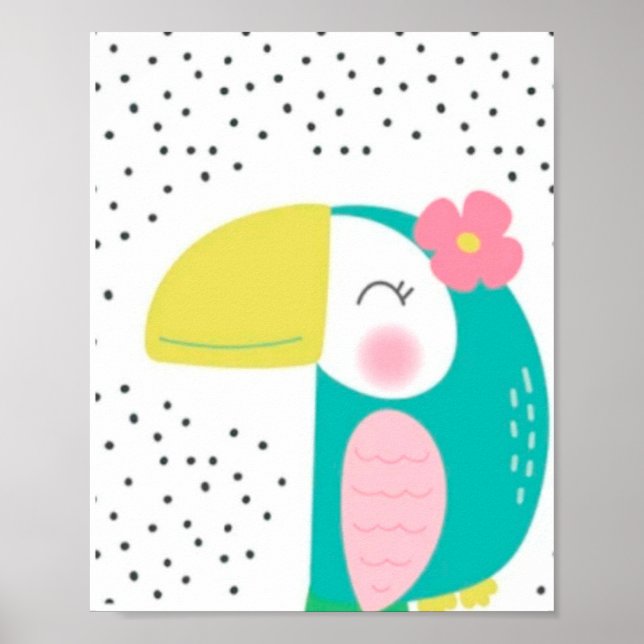 Poster Perroquet coloré avec à petits pois. (Devant)