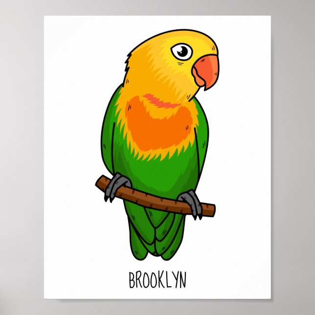 Poster Perroquet de caricature mignon lovebird (Devant)