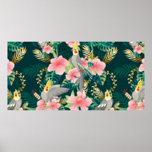 Poster Perroquet motif mignon et sans couture sur gre
