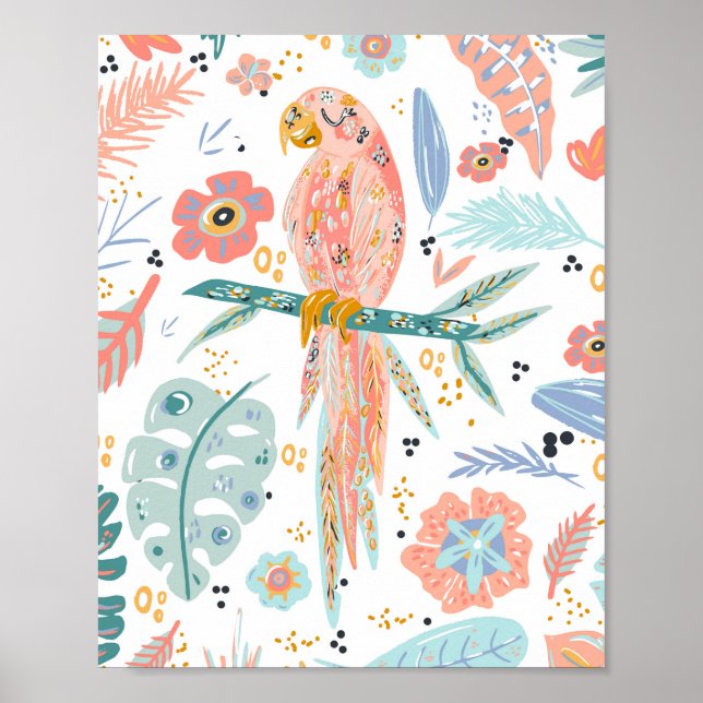 Poster Perroquet tropical coloré (Devant)