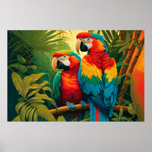 Poster Perroquets colorés