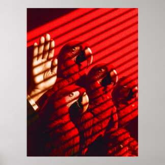 Poster Perroquets rouges et main