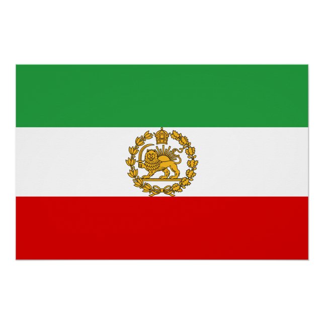 Poster Persian National Lion And Sun Flag Monarchy Crown (Devant)
