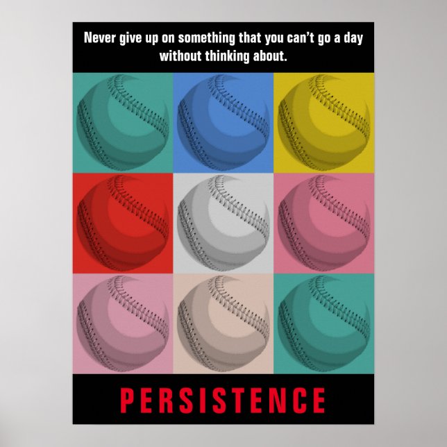 Poster Persistance Baseball Inspiration Motivation (Devant)