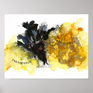 Poster Persistance, patience et résilience 13 x 10 pouces