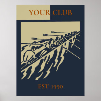 Poster Personalised Vintage Retro Rowing Club