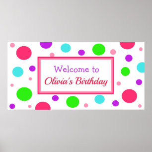 Poster Personalized Birthday Party Banner for Girl