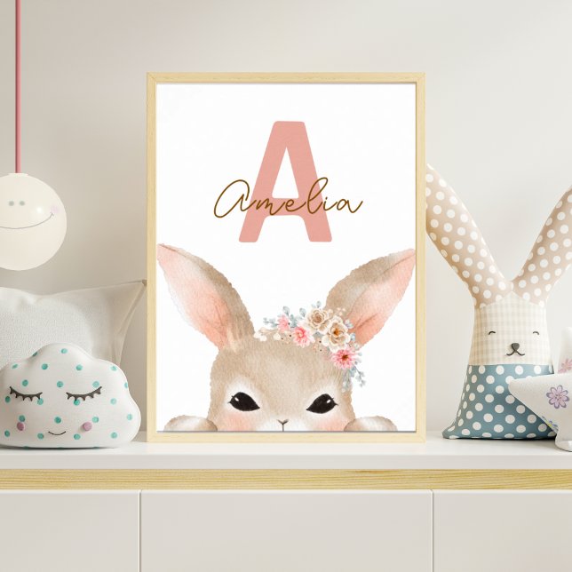 Poster Personalized Bunny Initial Nursery Wall Art Waterc (Créateur téléchargé)
