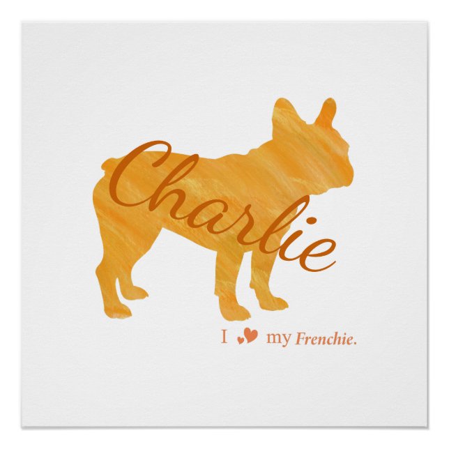 Poster Personalized French Bulldog Pastel Orange Frenchie (Devant)