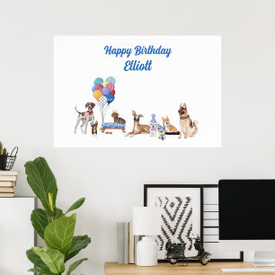 Poster Personalized Happy Birthday Canine Dog Breeds