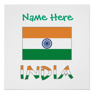 Poster Personalized India Flag Name