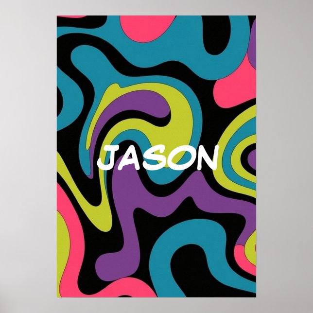 Poster Personalized Neon Abstract Pattern — Retro Design (Devant)