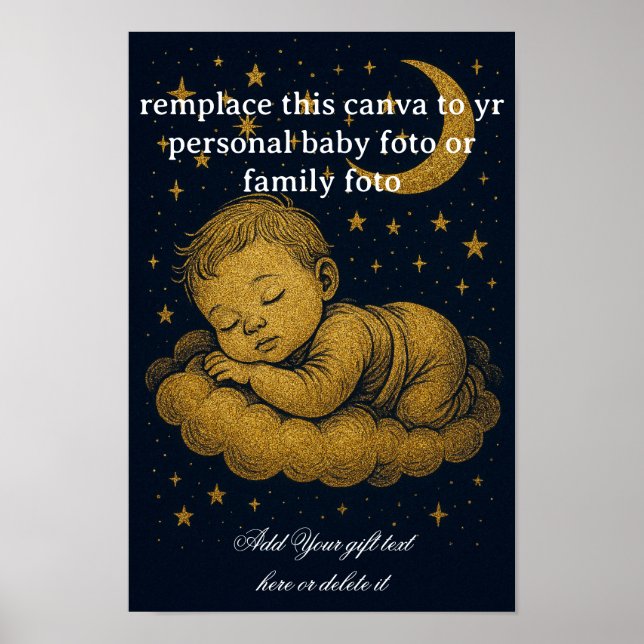 Poster Personalized Newborn Gift, Custom Name & Date  (Devant)