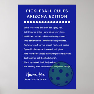 Poster Personalized Pickleball Rules Arizona Edition Post
