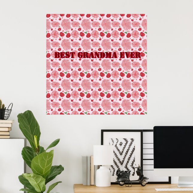 Poster Personalized Watercolor Cherry Floral Pattern,  (Bureau à domicile)