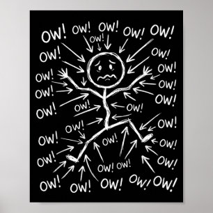 Poster Personnage bâton Ow Ow Ow Humour Douleur Chronique