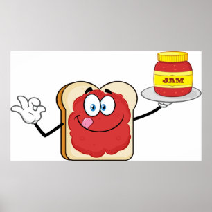 Poster Personnage de dessin animé toast à la confiture de