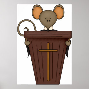 Poster Personnage de souris drôle d'église chrétienne