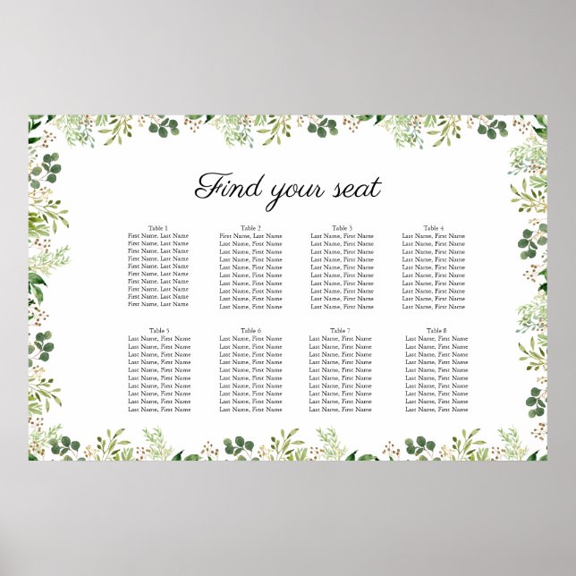 Poster Personnage Elegante Fleurs Blanches Vertes (Devant)
