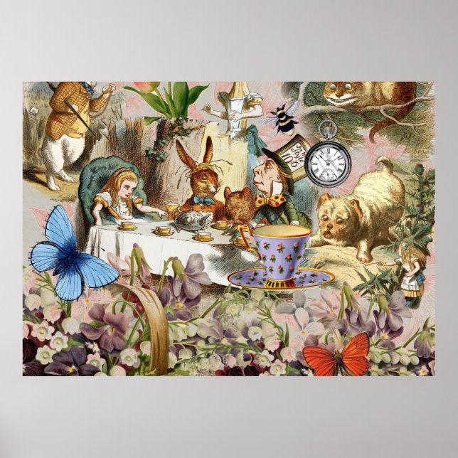 Poster Personnages de la fête du thé Alice in Wonderland (Devant)