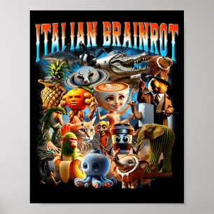 Poster Personnages drôles de Brainrot italien Meme tendan