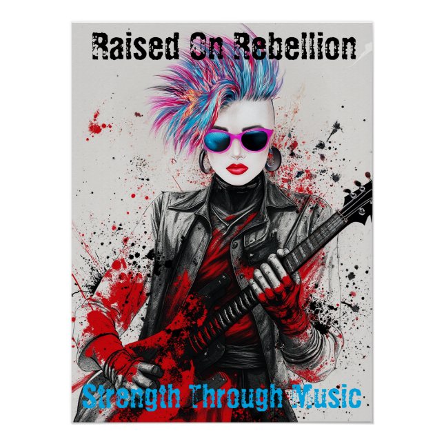 Poster Personnalisable Punk Girl Guitarist Art Inspiratio (Devant)