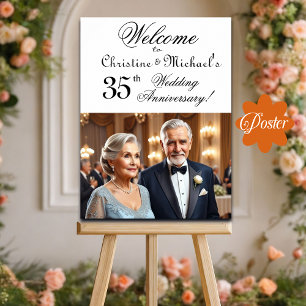 Poster Personnalisé 1 Photo 35e anniversaire du Mariage B