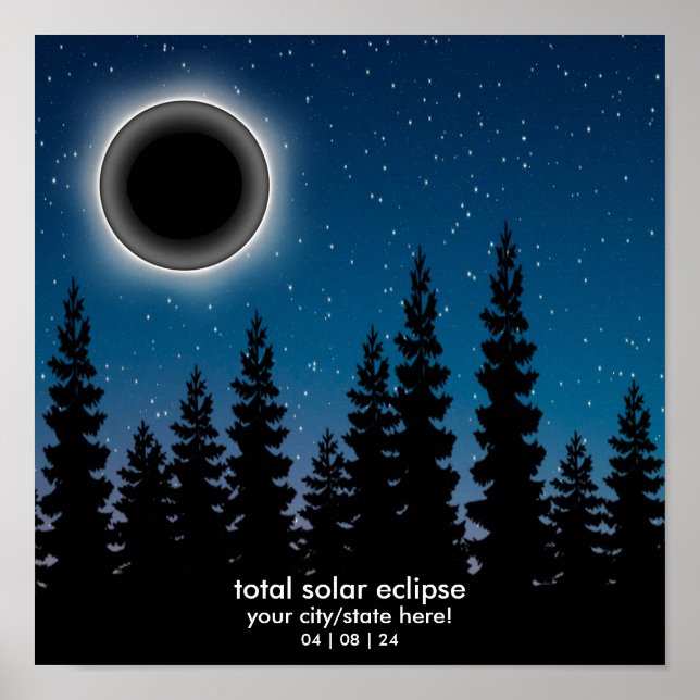 Poster Personnalisé 2024 Solar Eclipse Souvenir Memento P (Devant)