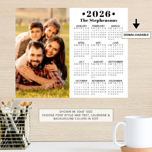 Poster personnalisé 2026 Calendrier Un photo