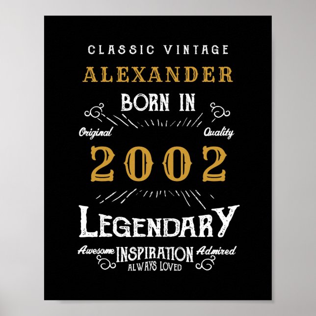 Poster Personnalisé 21e anniversaire 2002 Ajouter un nom  (Devant)