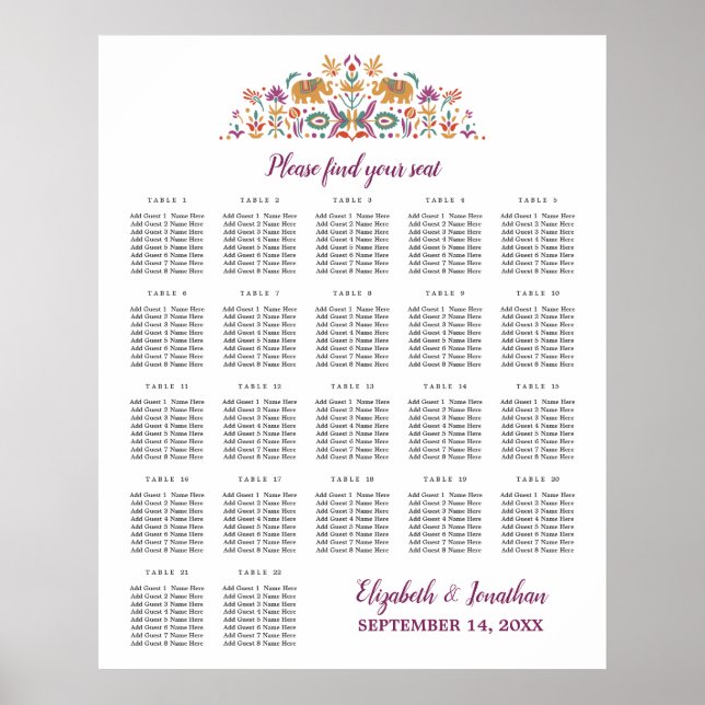 Poster Personnalisé 22 Table indienne Fleur mariage éléph (Devant)