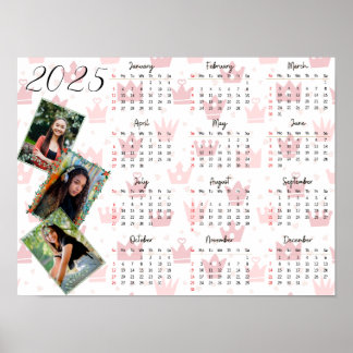 Poster Personnalisé 3 Photo Collage Famille 2025 Calendri