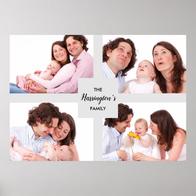 Poster Personnalisé 4 Photos de famille Collage Rectangle (Devant)