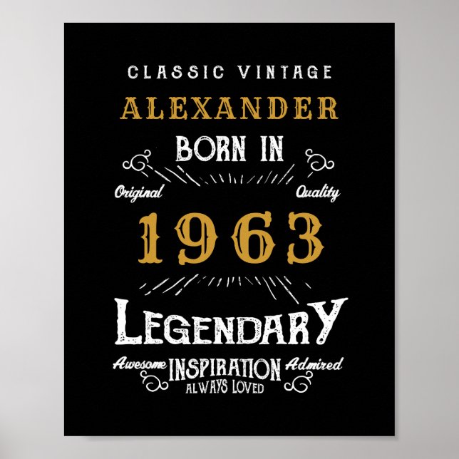 Poster Personnalisé 60e anniversaire 1963 Ajouter un nom  (Devant)