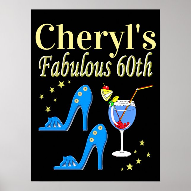 POSTER PERSONNALISÉ 60E FILLE DE FÊTE D'ANNIVERSAIRE (Devant)