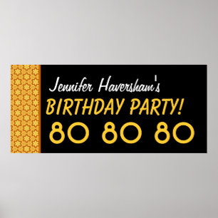 Poster Personnalisé 80e anniversaire ou toute année Gold 